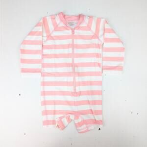 Hanna Andersson Toddler 18-24 Months Pink & White Stripe Long Sleeve Swimsuit